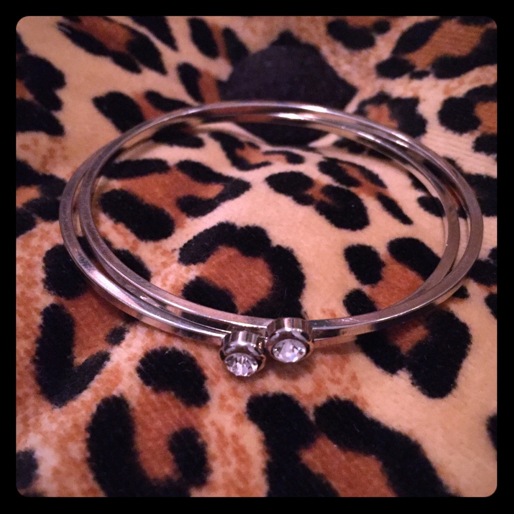 2 silver bangles Rhinestones